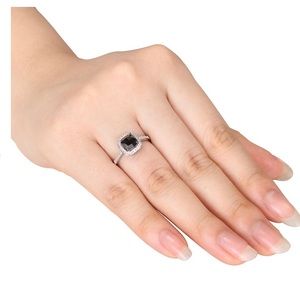 14k white gold black diamond ring